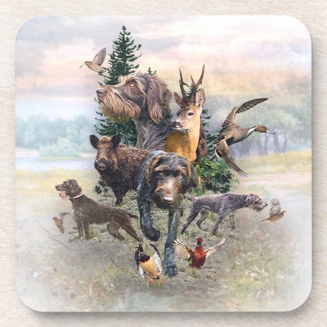 Deutsches Drahthaar Pointer Getränkeuntersetzer (Vorderseite)