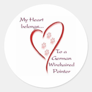 Deutsches Drahthaar Pointer Heart Belongs Runder Aufkleber