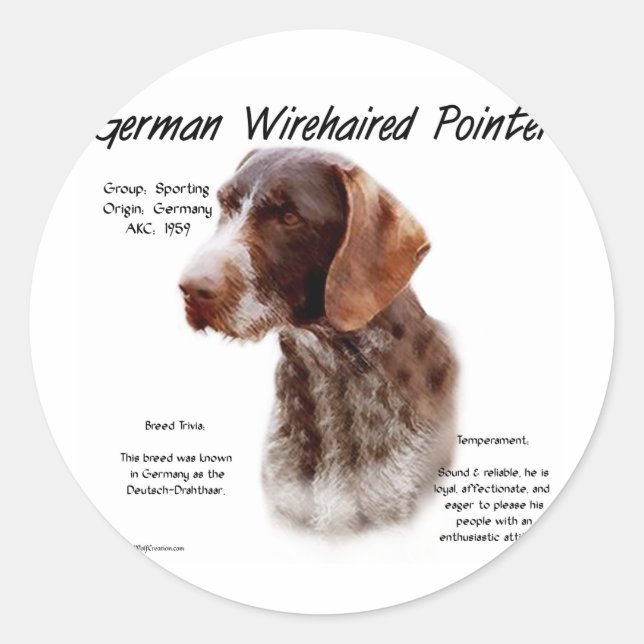 Deutsches Drahthaar Pointer History Design Runder Aufkleber (Vorderseite)