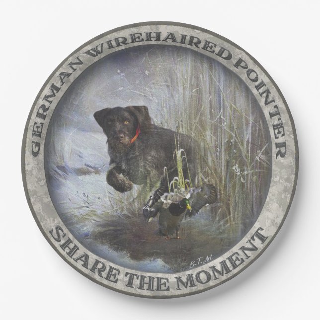 Deutsches Drahthaar Pointer Pappteller (Vorderseite)
