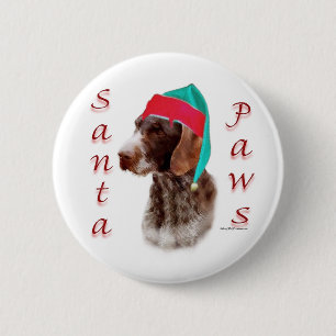 Deutsches Drahthaar Pointer Santa Paws Button