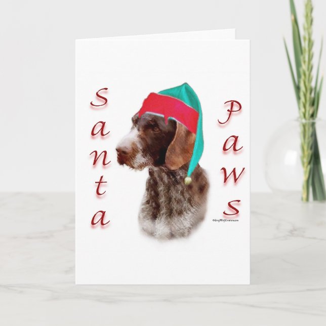 Deutsches Drahthaar Pointer Santa Paws Feiertagskarte (Vorderseite)