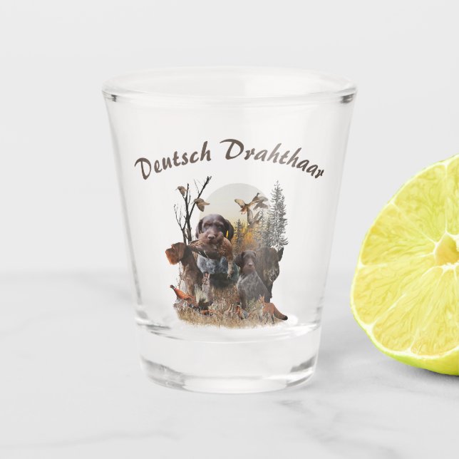 Deutsches Drahthaar Pointer Schnapsglas (Vorderseite)