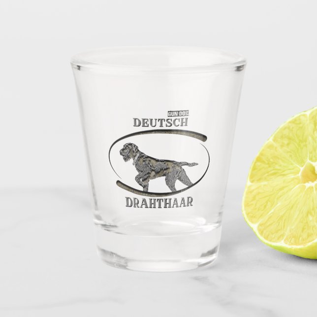 Deutsches Drahthaar Pointer Schnapsglas (Vorderseite)