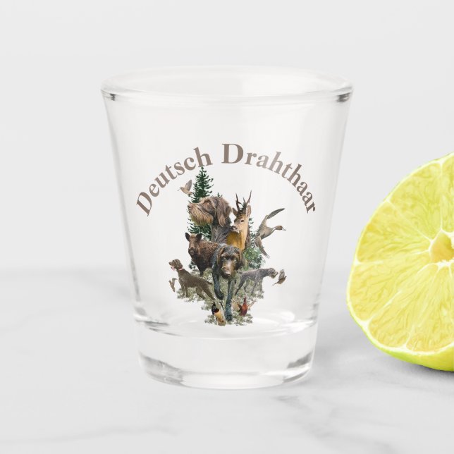 Deutsches Drahthaar Pointer Schnapsglas (Vorderseite)