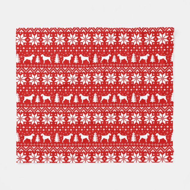 Deutsches Drahthaar Pointer Silhouetten Weihnachte Fleecedecke (Vorderseite (Horizontal))
