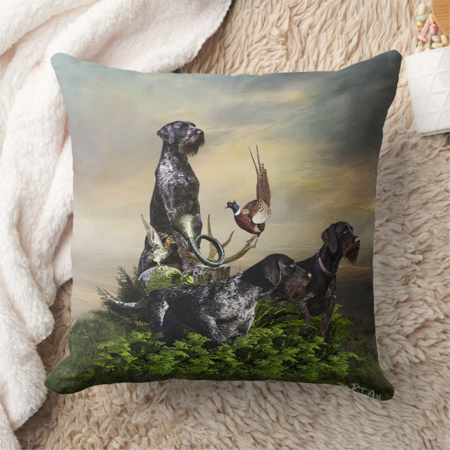 Deutsches Drahthaar Pointer Throw Kissen (Decke)