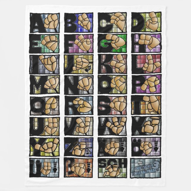 Deutsches Fingeralphabet 3 (2025) Fleecedecke (Vorderseite)