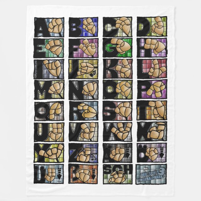 Deutsches Fingeralphabet 3 (2025) Fleecedecke (Vorderseite)