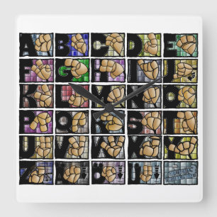 Deutsches Fingeralphabet 3 (2025) Quadratische Wanduhr