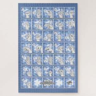 Deutsches Fingeralphabet 4 - blau /