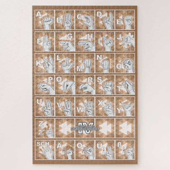 Deutsches Fingeralphabet 4 - braun / (Vertikal)
