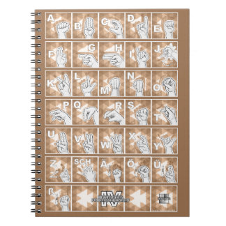 Deutsches Fingeralphabet 4 - braun / Notizblock