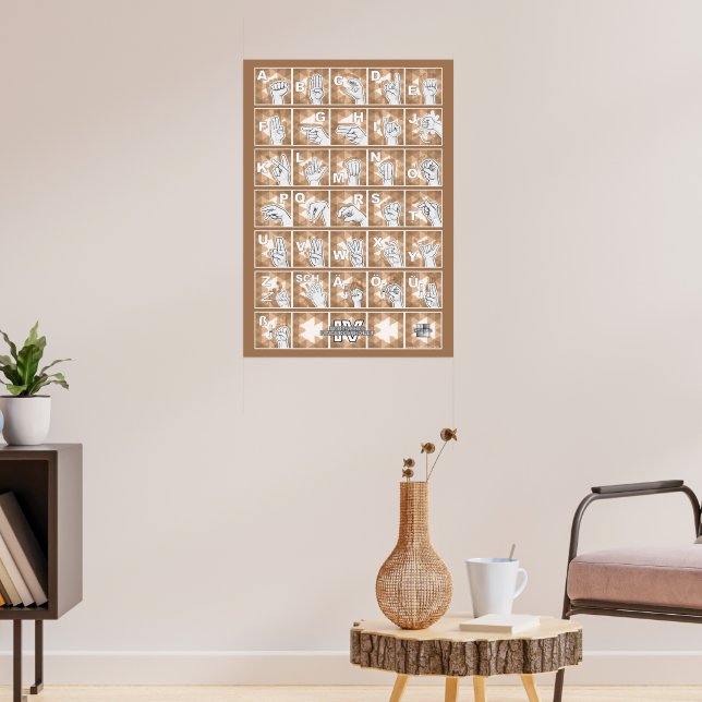 Deutsches Fingeralphabet 4 - braun / Poster (Wohnzimmer 3)