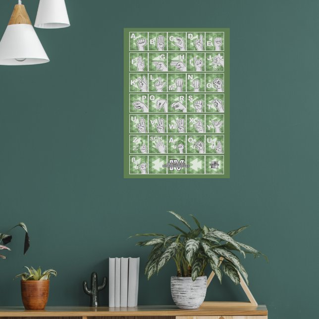 Deutsches Fingeralphabet 4 - grün / Poster (Wohnzimmer 1)