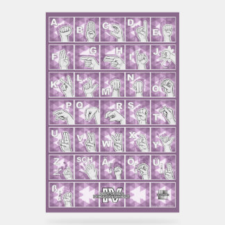 Deutsches Fingeralphabet 4 - lavendelgrau / Acrylschild