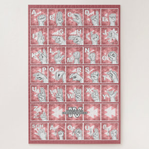 Deutsches Fingeralphabet 4 - rot /