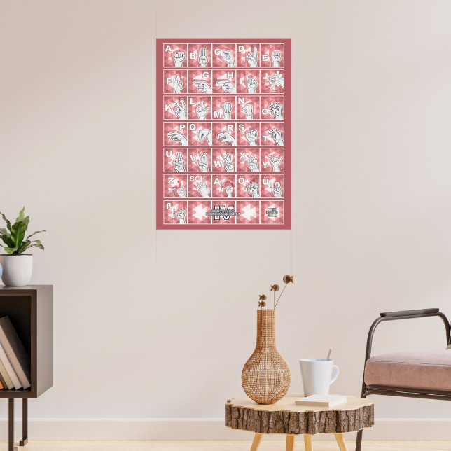 Deutsches Fingeralphabet 4 - rot / Poster (Wohnzimmer 3)