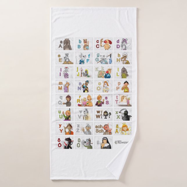 Deutsches Fingeralphabet II Badhandtuch Set (Badehandtuch)