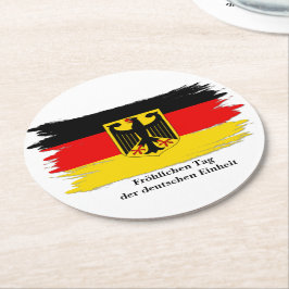 Deutsches Flag "Text Germany Unity Day" bearbeiten Runder Pappuntersetzer