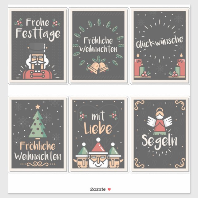 Deutsches Fröhliche Weihnachten-Weihnachten-Set Aufkleber (Blatt)