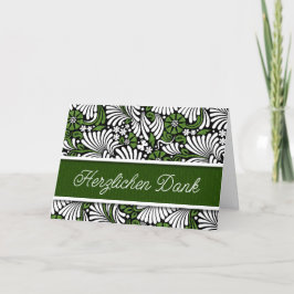 DEUTSCHES HERZEN Dank an Green und White Blank Dankeskarte