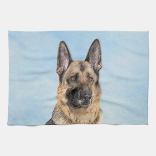 Deutsches Hirtengemälde - Niedliche Original Hunde Geschirrtuch