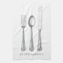 Deutsches Küchentücher, Gabel, Löffel, Messer