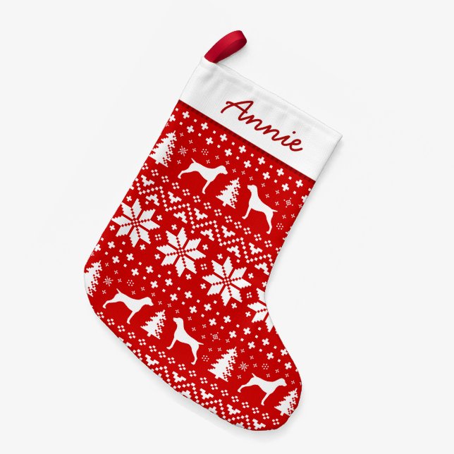 Deutsches kurzhaariger Zeiger-Silhouette-Muster Kleiner Weihnachtsstrumpf (Vorderansicht (hängend))
