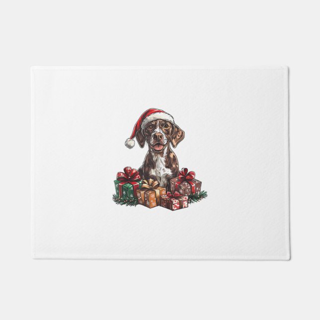 Deutsches Kurzporträts-Weihnachtsmannmütze Weihnac Fußmatte (Vorderseite)