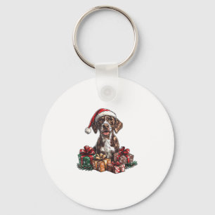 Deutsches Kurzporträts-Weihnachtsmannmütze Weihnac Schlüsselanhänger