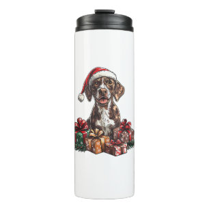 Deutsches Kurzporträts-Weihnachtsmannmütze Weihnac Thermosbecher