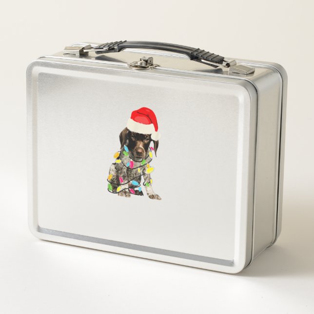 Deutsches Kurzzeitpointer Weihnachtsdesign Metall Brotdose (Vorderseite)