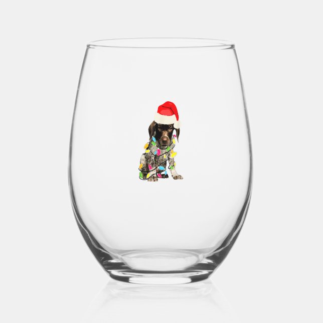 Deutsches Kurzzeitpointer Weihnachtsdesign Weinglas Ohne Stiel (Vorderseite)