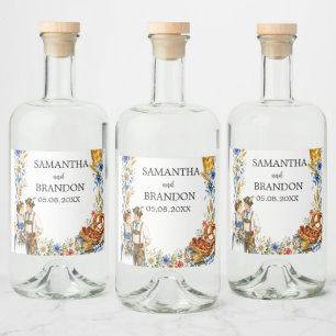 Deutsches Oktoberfest Bayerisches Florales Bier Alkoholflaschenetikett