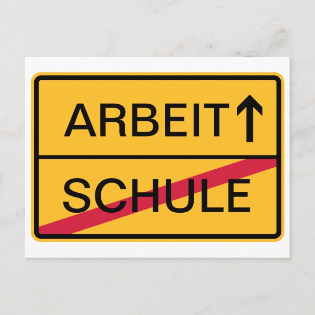 Deutsches Ortsschild, Ortsausfahrt Postkarte (Vorderseite)