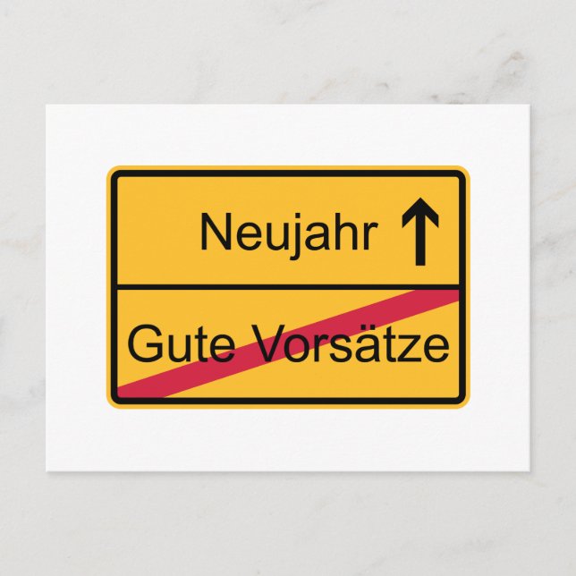 Deutsches Ortsschild Postkarte (Vorderseite)