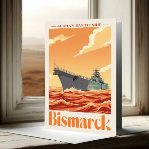 Deutsches Schlachtschiff Bismarck - Vintage Marine Dankeskarte