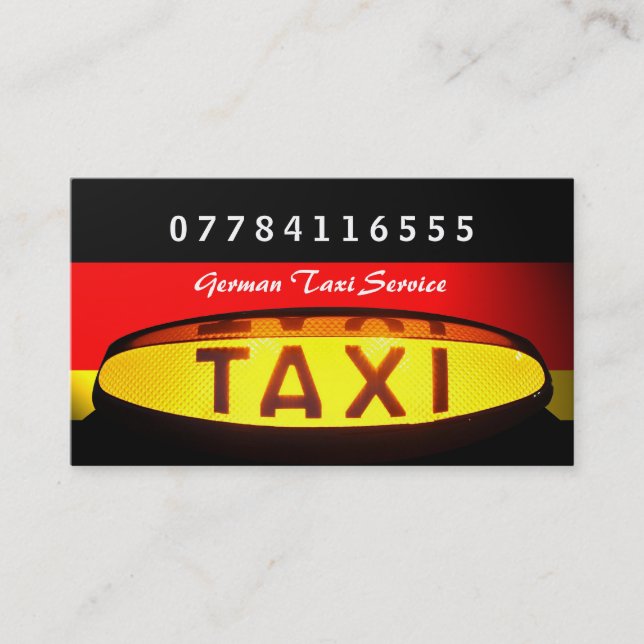 Deutsches Taxi-Etikett Visitenkarte (Vorderseite)