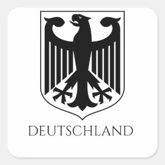 Deutsches Wappen Deutschland Schwarz und Weiß Quadratischer Aufkleber