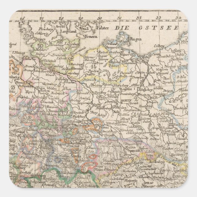 Deutschland 14 quadratischer aufkleber (Vorderseite)
