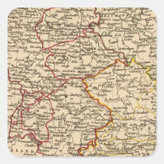 Deutschland 18 quadratischer aufkleber (Vorderseite)