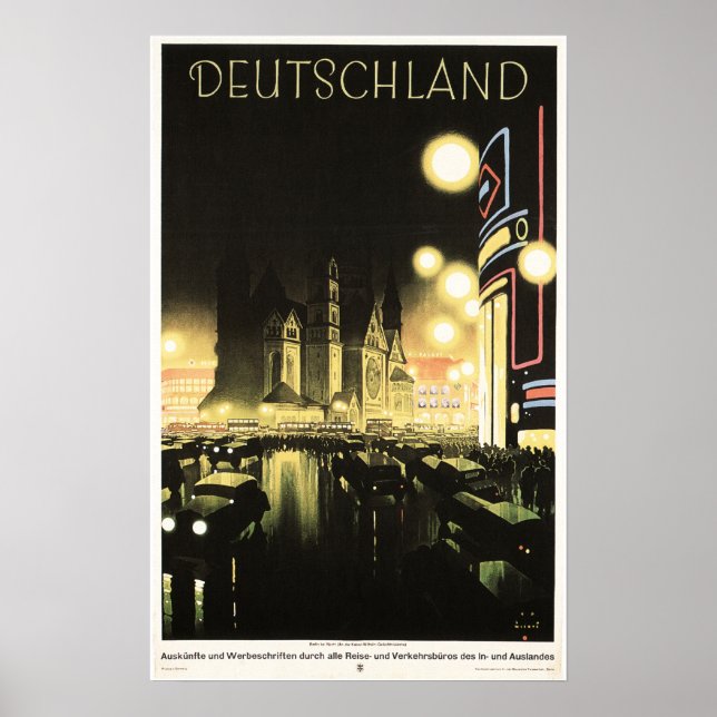 DEUTSCHLAND ALLEMAGNE AFFICHE Vintage européenne d (Devant)