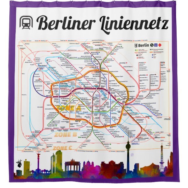 " Deutschland: BERLIN Liniennetz (S-/U-Bahn) ... Duschvorhang (Vorderseite)