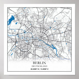 Deutschland City Map Koordinaten Poster