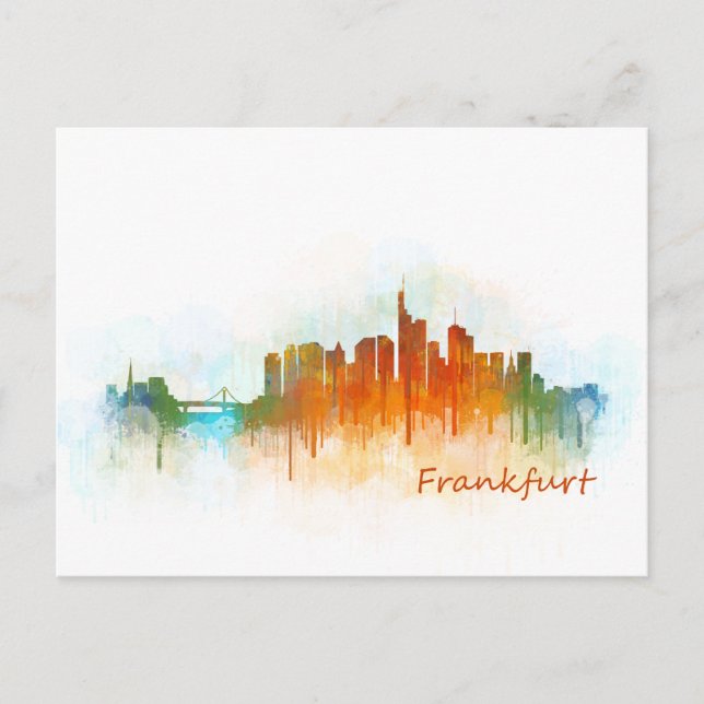Deutschland City Watercolor Skyline Hq v3 Postkarte (Vorderseite)