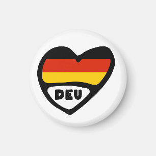 Deutschland Country Code Flag Heart, DEU Magnet