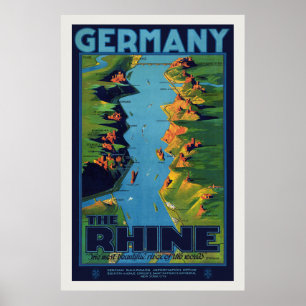 Deutschland Das Rhein Vintage Poster 1925