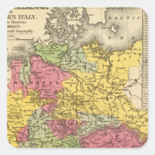 Deutschland, die Schweiz und Norditalien Quadratischer Aufkleber