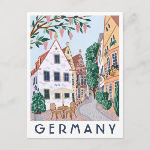 Deutschland Dorf illustrierte Reise-Postkarte  Postkarte